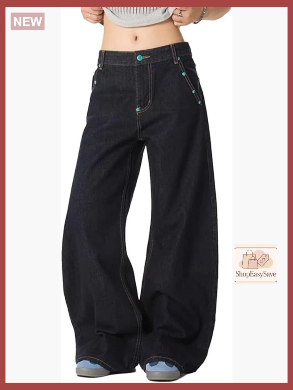 Vintage Y2K Wide Leg Jeans High Waisted Baggy Streetwear Barrel Fit Pants